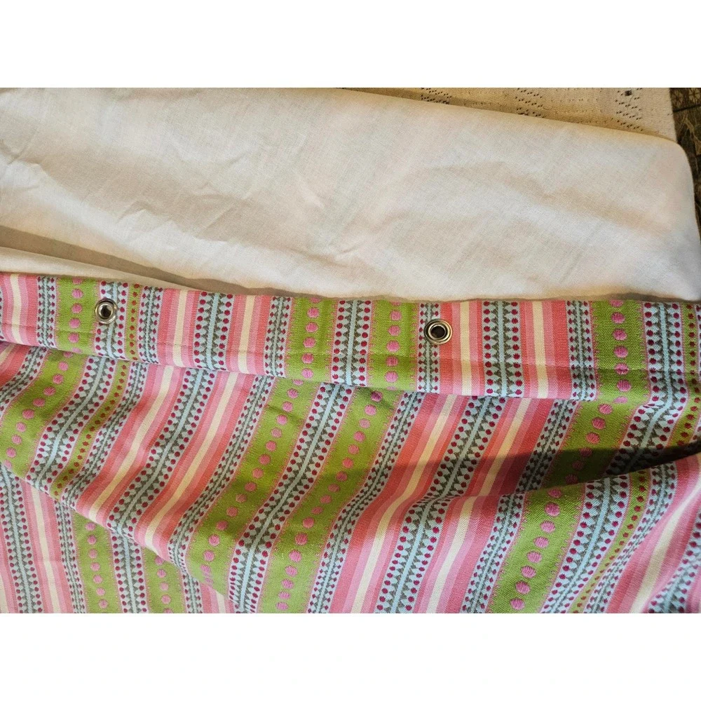 Calico Corners oversized‎ windows drape panel chanda stripe pink green 100x80